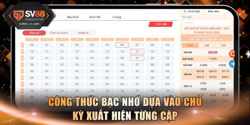 Công thức bạc nhớ dựa vào chu kỳ xuất hiện từng cặp