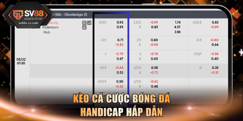 Kèo cá cược bóng đá handicap hấp dẫn