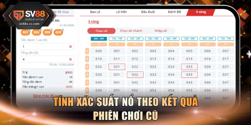 Tính xác suất nổ theo kết quả phiên chơi cũ